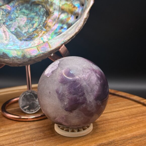 Lepidolite Purple Mica Sphere Flashy Natural Crystal 62.8mm 368.54g - Picture 3 of 6